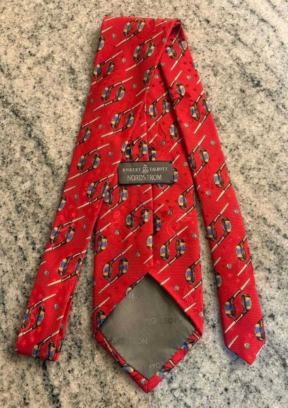 Robert Talbott for Nordstrom Red Golf Club Pattern Silk Necktie